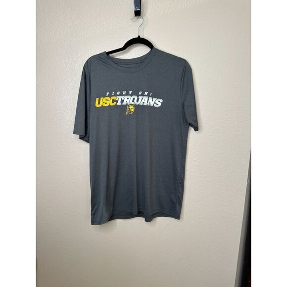 USC Mens Gray Shirt‎ Large short sleeve round neck polyester football trojans - Picture 1 of 5
